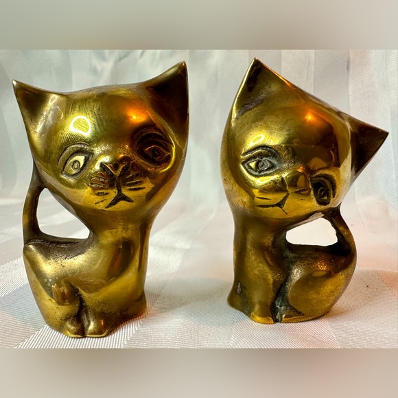 Other - Pair of solid brass vintage kitten figurines